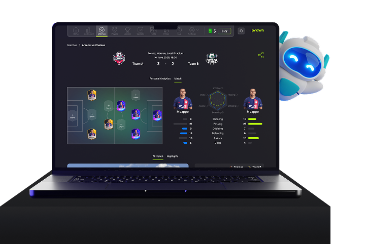 Laptop showing football analytics dashboard